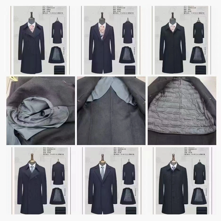 Down Thickened Men&prime; S Business Double-Breasted Wool Coat