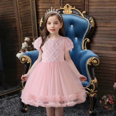 Summer Youth Girls′ Wear Three Dimensional Flower Lovely Children′s Princess Clothing for Girl Party Birthday Dress