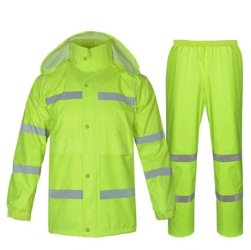 Fluorescent Green High Light Reflective Safety Workwear Protective Rainwear for Adults