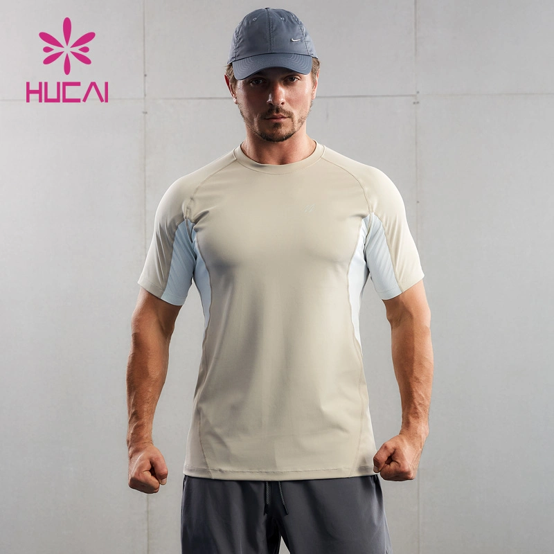 Wholesale OEM ODM Workout Oversized 4 Needles 6 Threads Short Sleeve Custom High Quality Fashion Active Shirts Cotton Heat-Transfer Mens Sports Wear