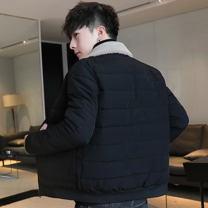 2022 European and American Winter Clothing Men&prime;s Short Lambs Wool Down Cotton Jacket Thickened Thermal Coat Men.