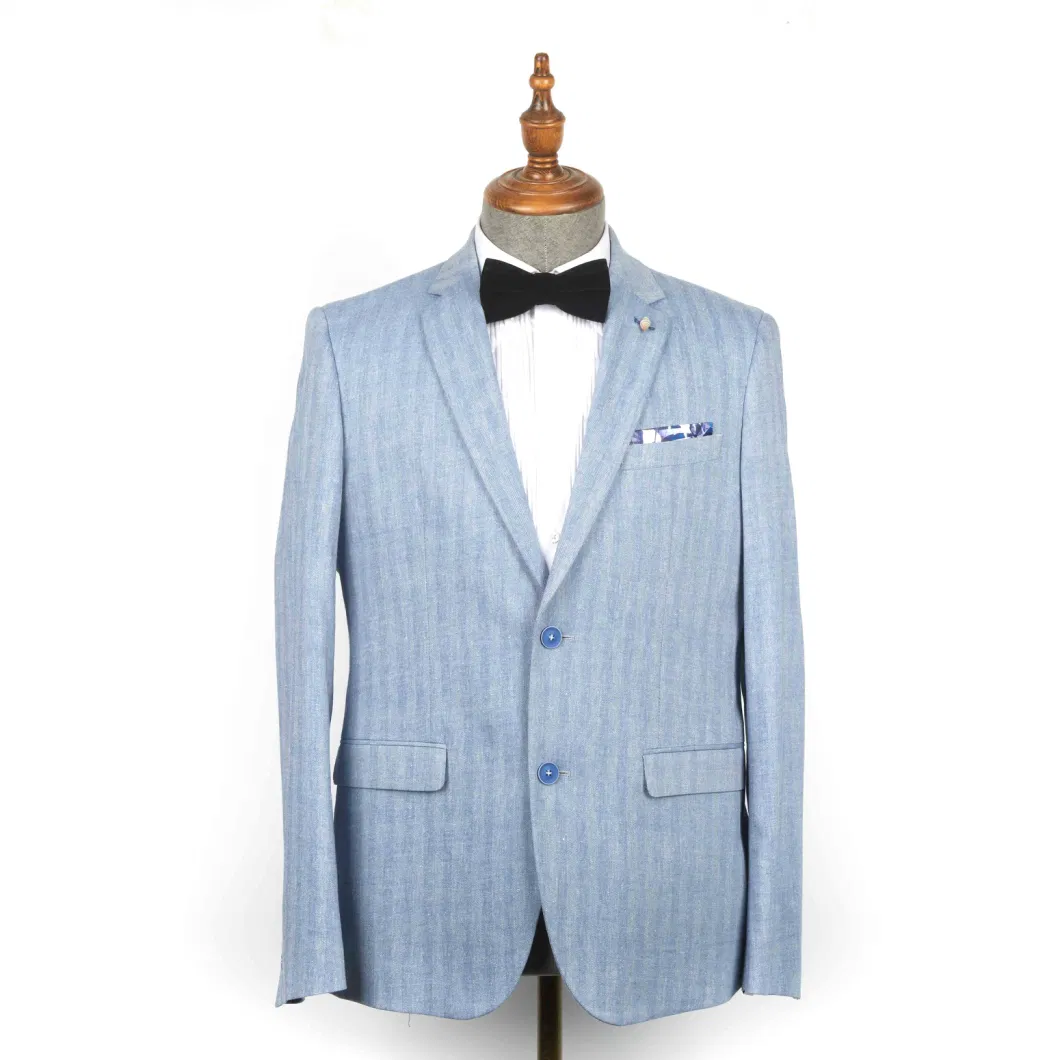 Tailor Made Blue Formal Men&prime; S Business Men&prime; S Suit Single Breasted Stripe Jacket