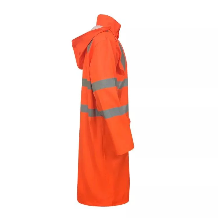 High Visibility Rain Suit Mens PVC Rain Coat Reflective Safety Rainwear