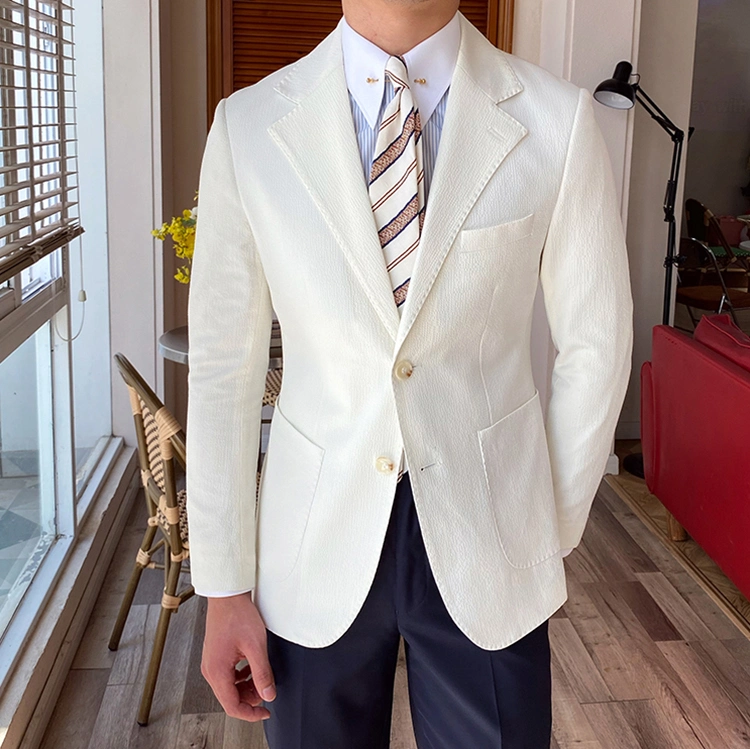 OEM Flat Lapel Men&prime;s Suit Jacket Single-Breasted Slim Casual Men&prime;s Suit Jacket