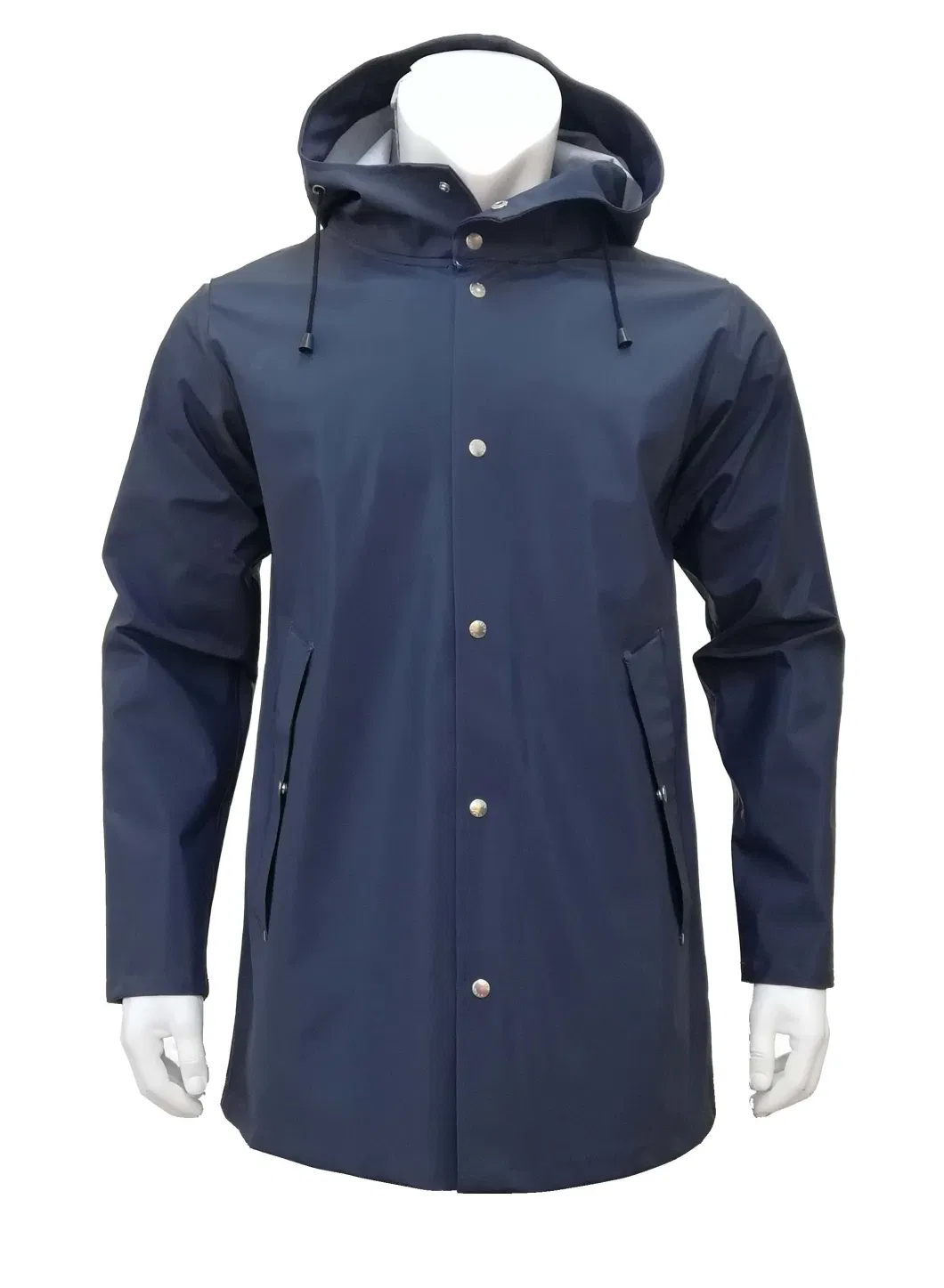 Men&prime;s MID-Length Waterproof PU Rain Jacket
