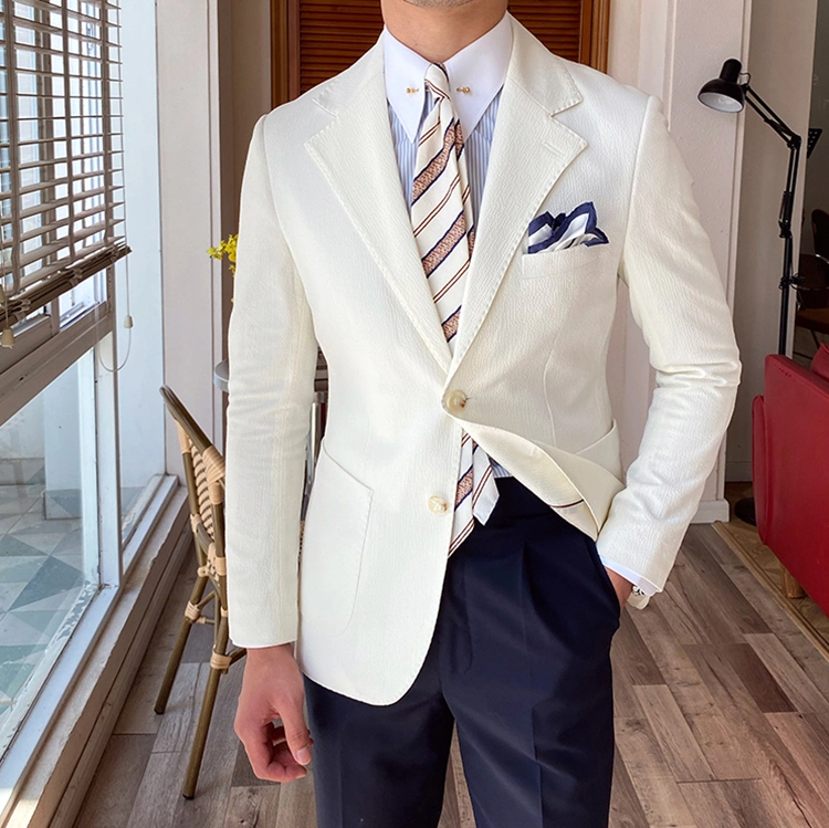 OEM Flat Lapel Men&prime;s Suit Jacket Single-Breasted Slim Casual Men&prime;s Suit Jacket