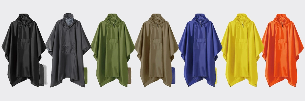 Hooded PVC PU Rain Poncho Waterproof Raincoat Jacket for Men Women Adults