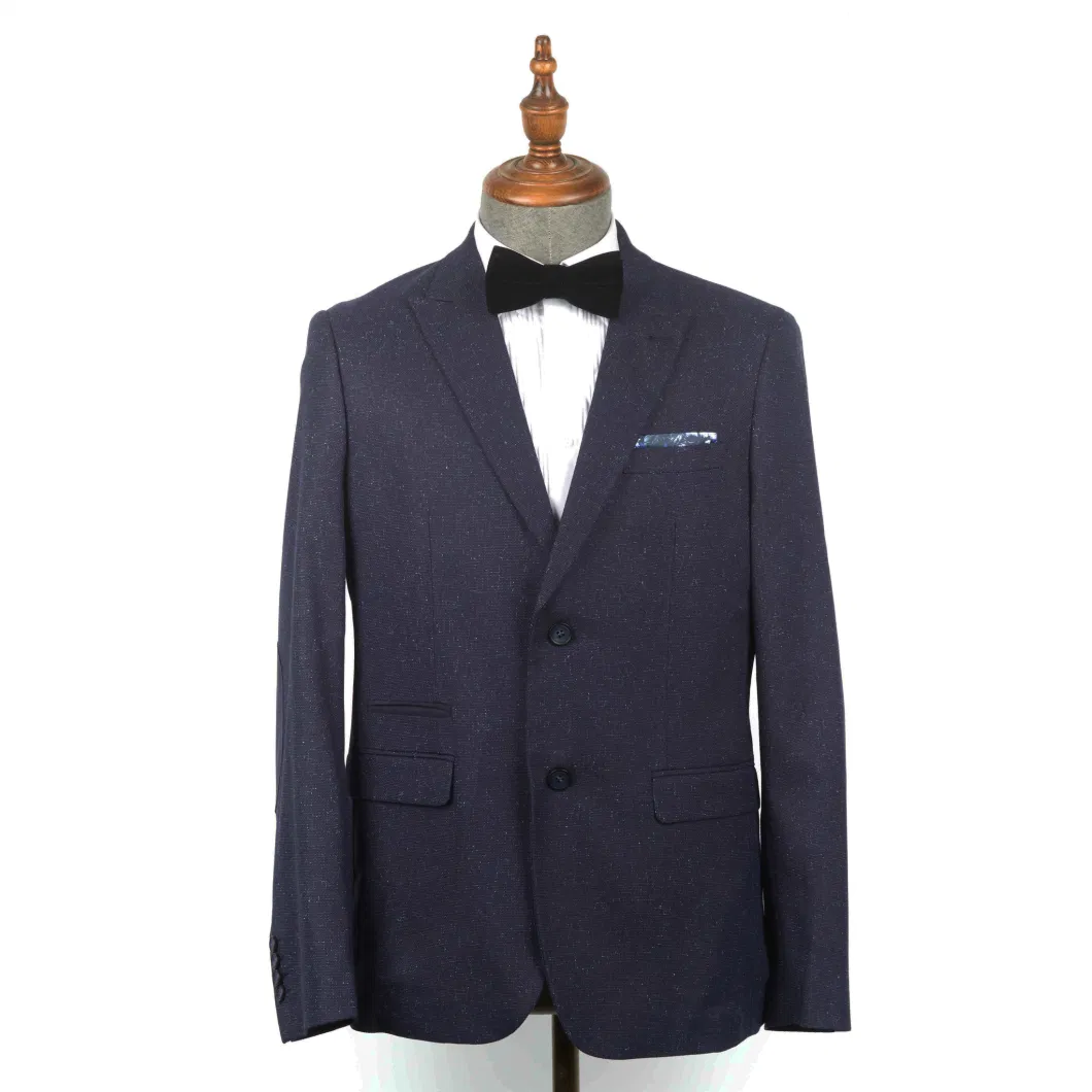 Wholesale Custom Made Navy Plain Single Breasted Suit 65%Polyester-35%Rayon Wedding Coat