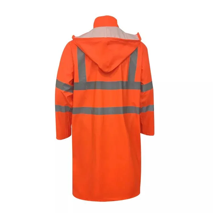 High Visibility Rain Suit Mens PVC Rain Coat Reflective Safety Rainwear