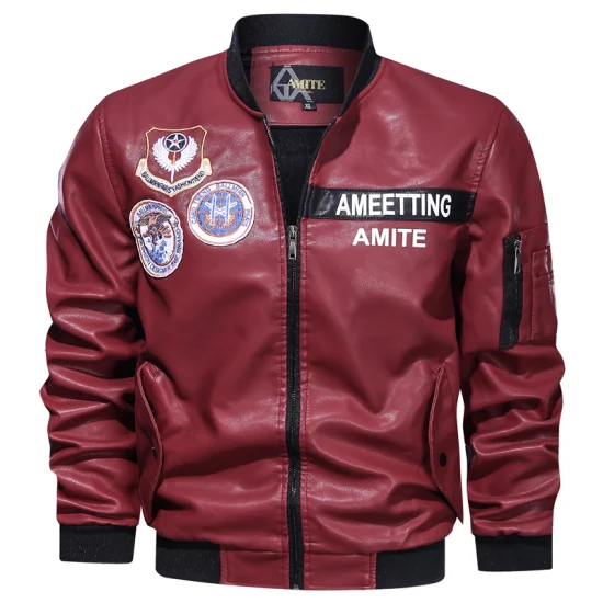 Free Sample Classic Design Pure Color PU Leather Spring Jacket