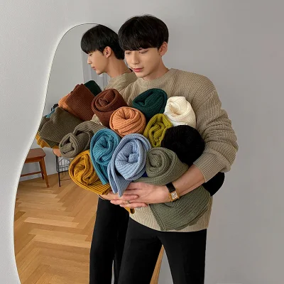 Men′s Autumn and Winter Thickened Knitted Pure Volor Men Crew Neck Wool Cashmere Pullover Jumper Sweaters/Coat